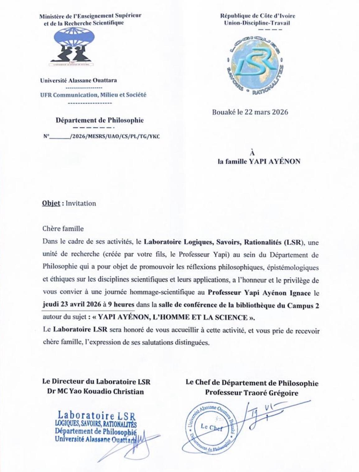 DÉPÊCHE | Côte d’Ivoire : Yapi Ayénon, l’homme et la science 