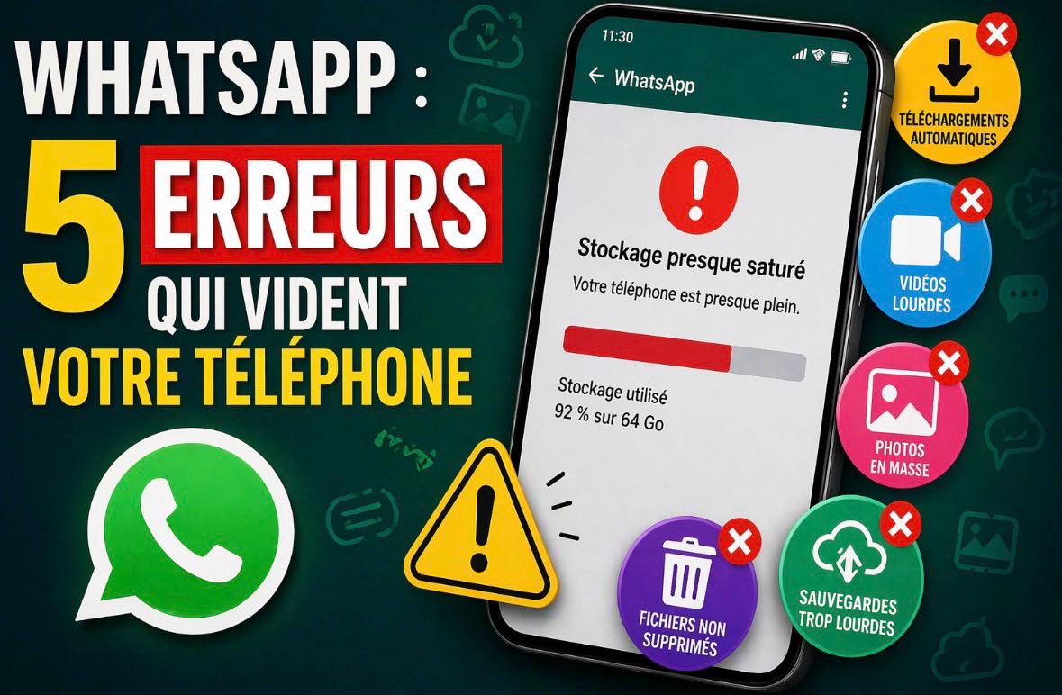 WhatsApp : 5 erreurs qui vident votre téléphone