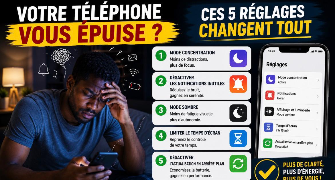 VOTRE TÉLÉPHONE VOUS ÉPUISE ? CES 5 RÉGLAGES CHANGENT TOUT